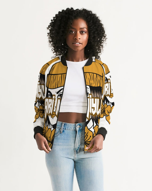 AriNiyla Gold Logo Women Bomber Jacket