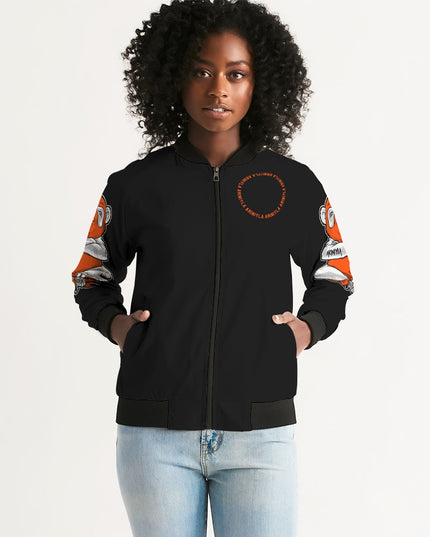 AriNiyla 2 Sleeve Orange Panda Women's Bomber Jacket