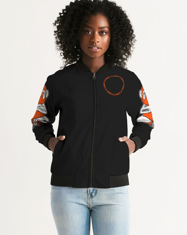 AriNiyla 2 Sleeve Orange Panda Women's Bomber Jacket