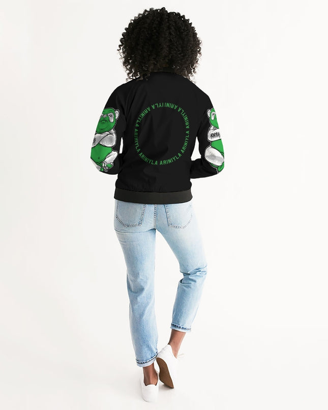 AriNiyla 2 Sleeve Green Panda Women's Bomber Jacket