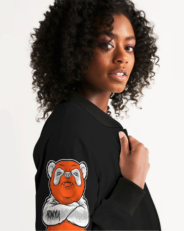 AriNiyla 2 Sleeve Orange Panda Women's Bomber Jacket