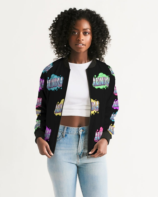AriNiyla Multi Black Tagged Bomber jacket Women's Bomber Jacket