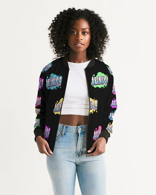 AriNiyla Multi Black Tagged Bomber jacket Women's Bomber Jacket