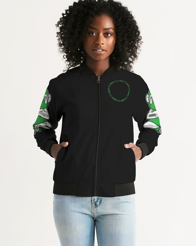 AriNiyla 2 Sleeve Green Panda Women's Bomber Jacket