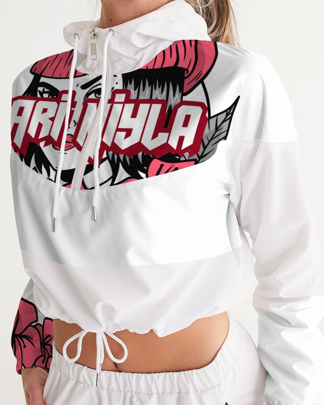 AriNiyla Pink Women's Pullover Cropped Windbreaker Jacket