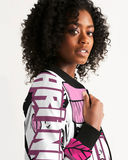 AriNiyla Soft Pink Logo Women's Bomber Jacket