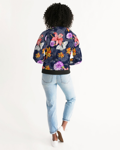 AriNiyla Flowers Butterflies Women's Bomber Jacket