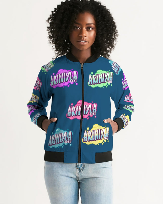 AriNiyla Multi Blue Tagged Bomber jacket Women's Bomber Jacket
