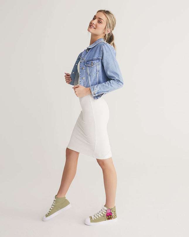 AriNiyla the Brand Ice Cream Khaki Women's High Top Canvas Shoe