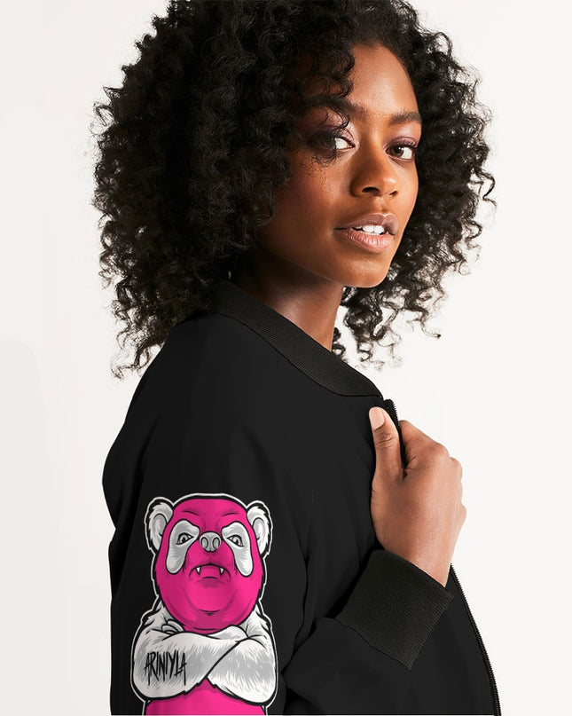 AriNiyla 2 Sleeve Pink Panda Women's Bomber Jacket