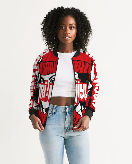 AriNiyla Red Logo Women Bomber Jacket