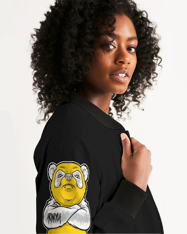 AriNiyla 2 Sleeve Yellow Panda Women's Bomber Jacket