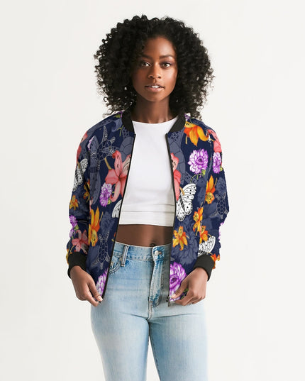 AriNiyla Flowers Butterflies Women's Bomber Jacket