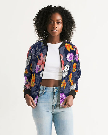 AriNiyla Flowers Butterflies Women's Bomber Jacket