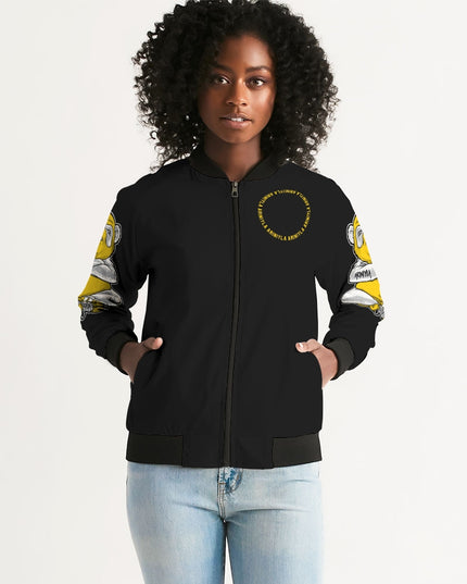 AriNiyla 2 Sleeve Yellow Panda Women's Bomber Jacket