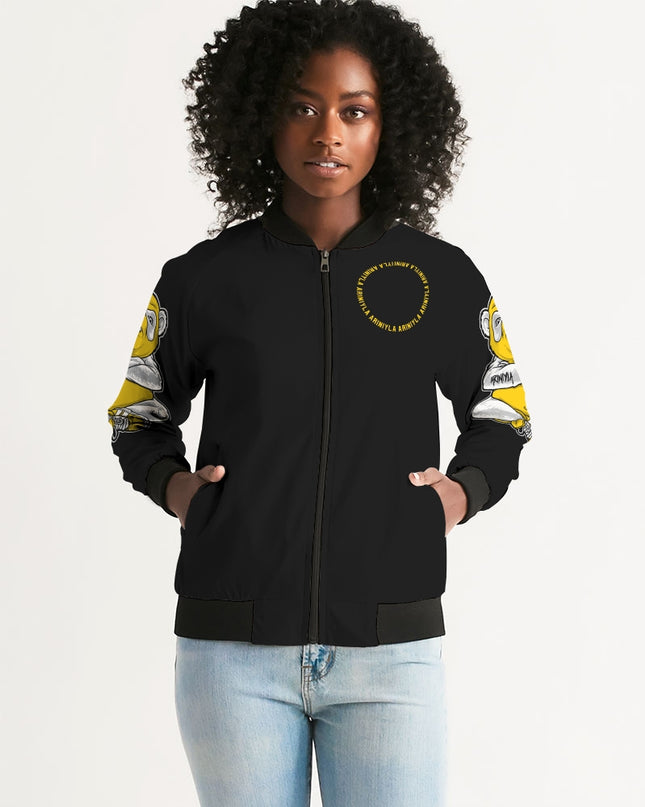 AriNiyla 2 Sleeve Yellow Panda Women's Bomber Jacket