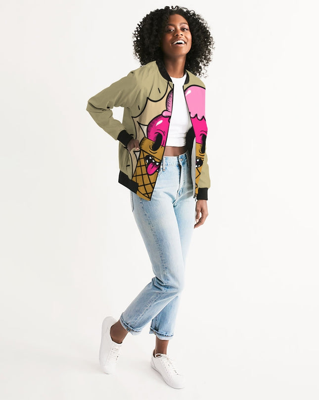 AriNiyla Khaki Ice Cream Women's Bomber Jacket