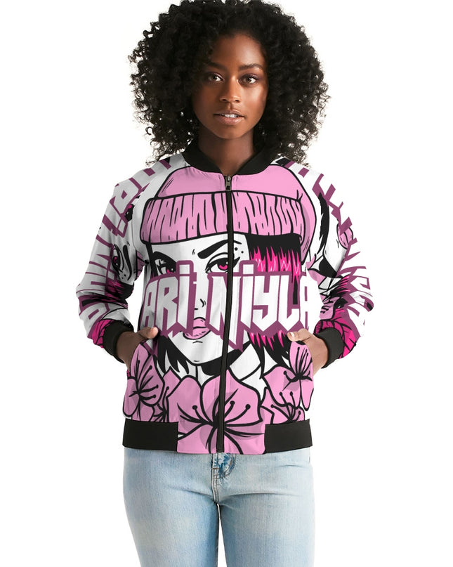 AriNiyla Soft Pink Logo Women's Bomber Jacket