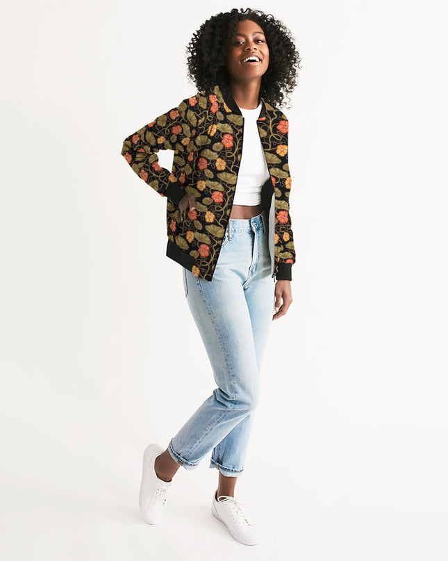 AriNiyla Flower Leaves Women's Bomber Jacket